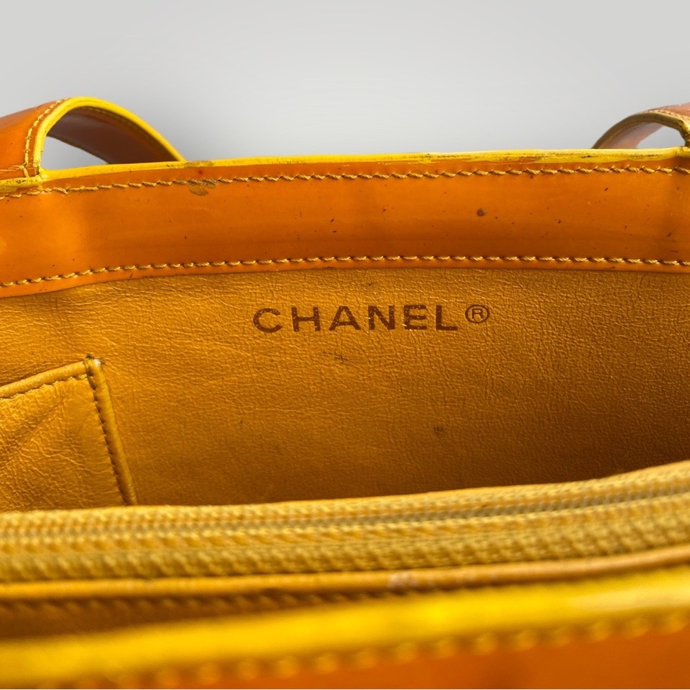 Chanel Orange Patent Leather Tote Bag - Picture 10 of 13